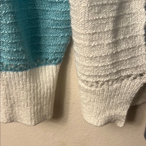 Source Unknown Zip Up Sweater in Gray and Blue with Sporty Color Block knit - Picture 7 of 9